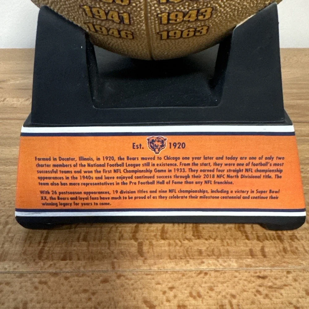 Chicago Bears 100 Year Anniversary Of Winning NFL Football Hamilton Collectibles